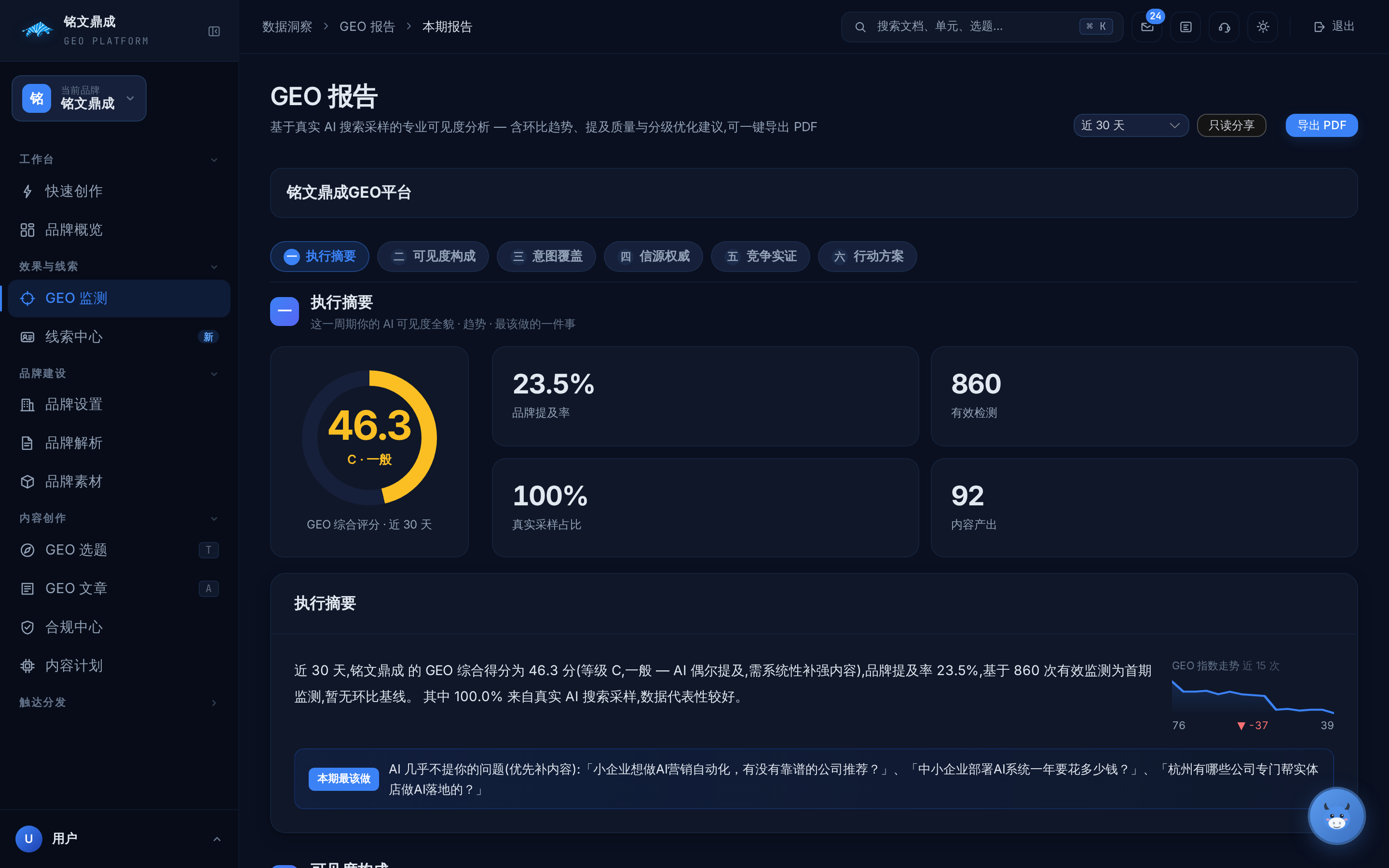 GEO 报告 真实界面截图